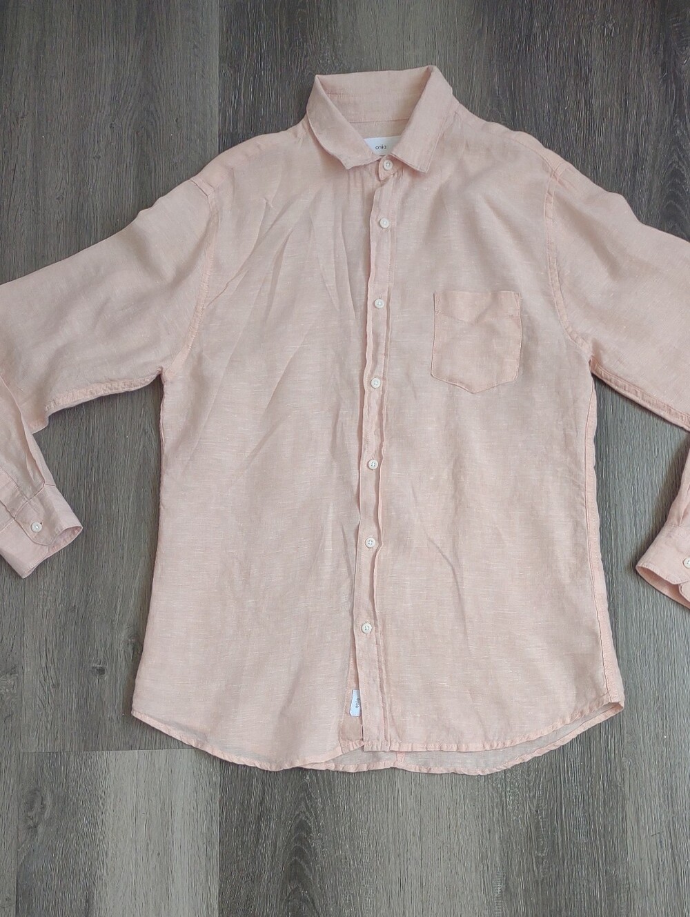 Onia Light  Peach Long Sleeve Button-Down Linen Shirt